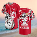Custom Cincinnati Reds Mr Redlegs Mascot Flames Big Red Machine Baseball Jersey Reds Merch Fan Gifts - Merchluma