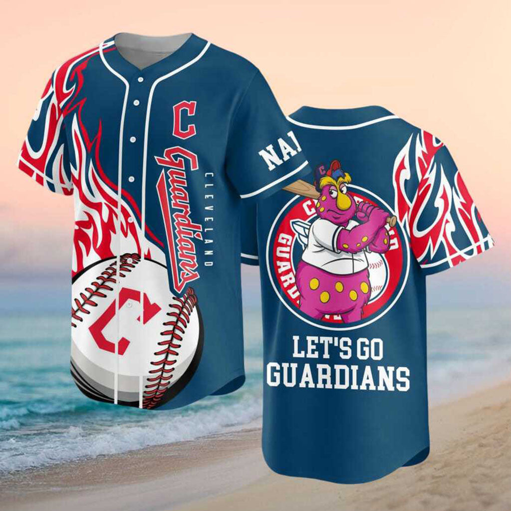 Custom Cleveland Guardians Merch Slider Mascot Let's Go Guardians Baseball Jersey Fans Gifts - Merchluma
