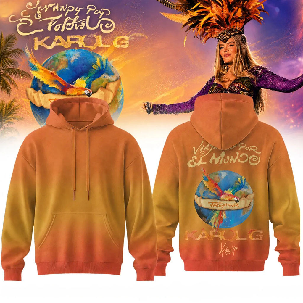 Karol G Merch 2026 Viajando Por El Mundo Tropitour Hoodie Latin Music Lover Concert Fan Gifts - Merchluma