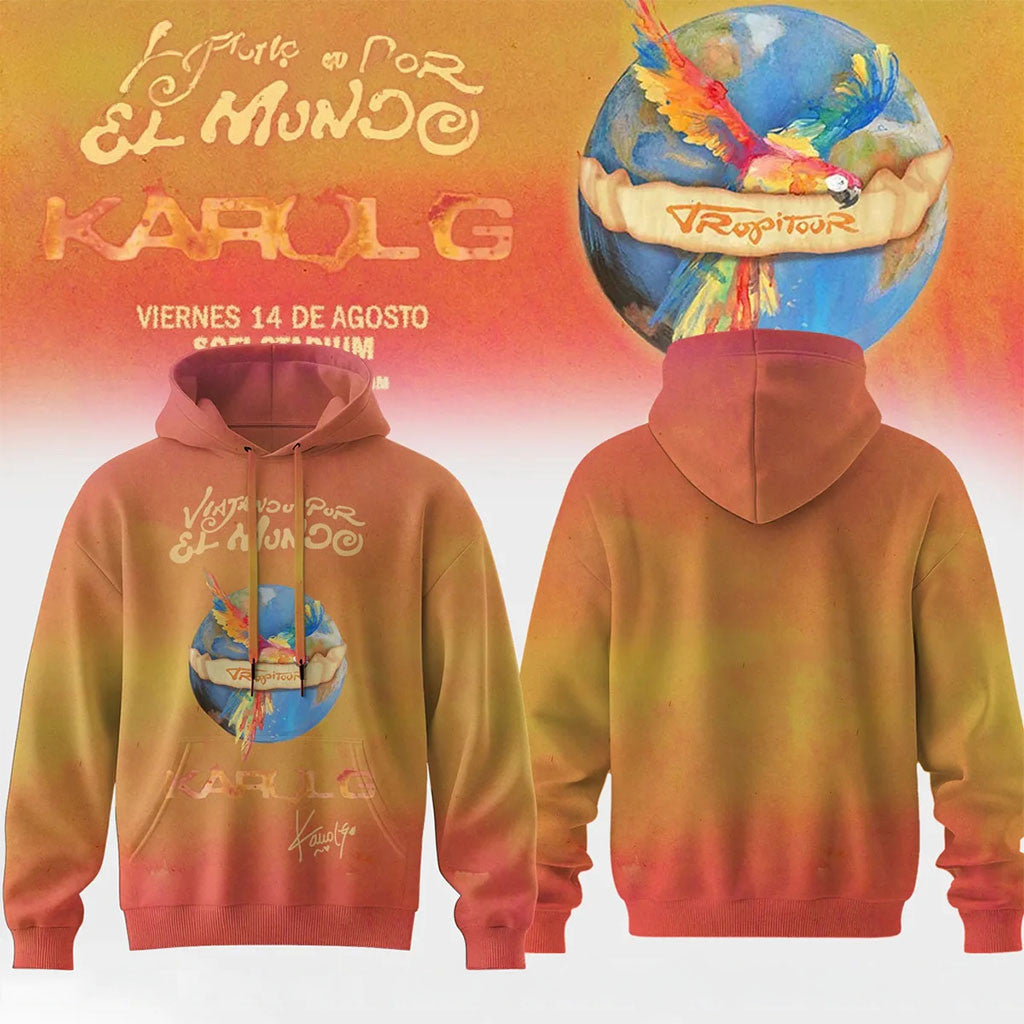 Karol G Merch Viajando Por El Mundo Tropitour Hoodie Tropicoqueta World Tour 2026 Hoodie - Merchluma