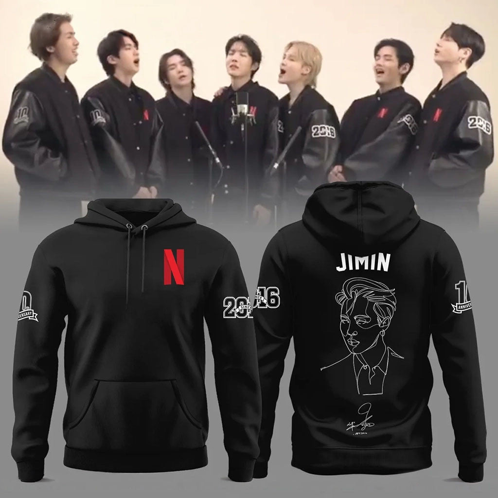 Jimin BTS 10th Anniversary 2026 Hoodie K-Pop Music Apparel BTS Merch Gift For Jimin Fan - Merchluma