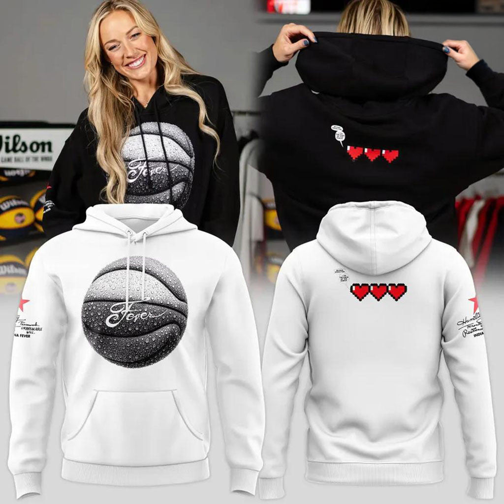 Indiana Fever Merch WNBA Pixel Hearts Health Bar Basketball Hoodie Basketball Fan Gift Ideas - Merchluma