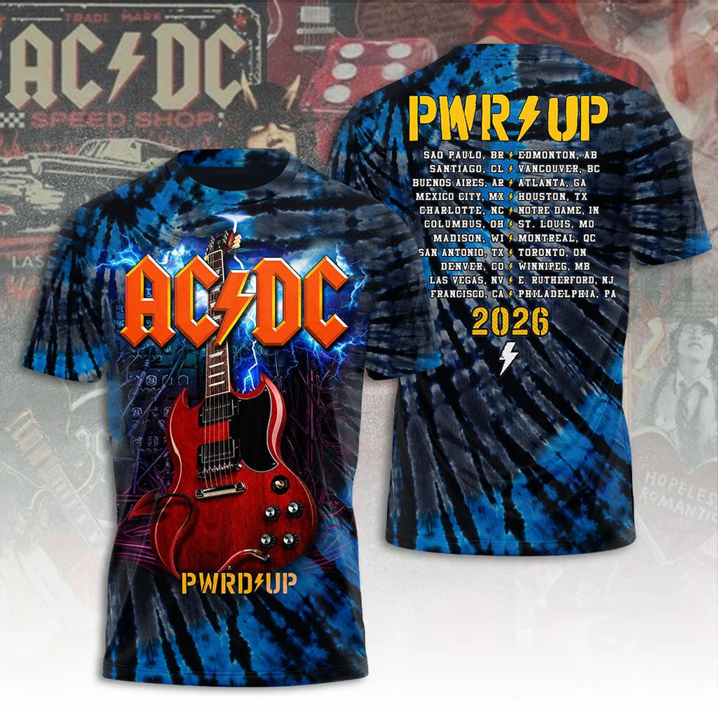 AC DC PWR Up Tour Merch 2026 Agus Gibson Tour Dates T-Shirt Present For Music Lover - Merchluma