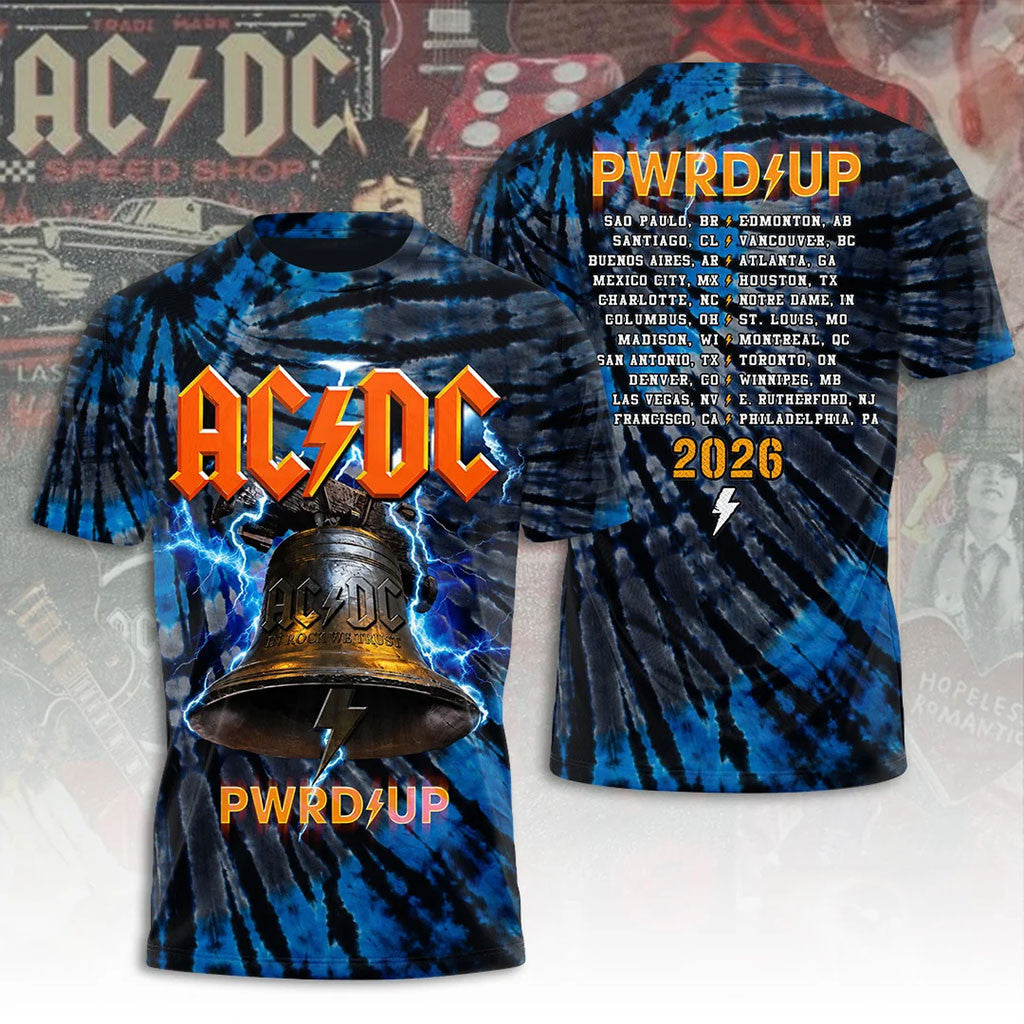 AC DC Pwr Up Tour Merch 2026 Bell Heavy Metal Band T-Shirt AC DC Merch Fan Gifts - Merchluma