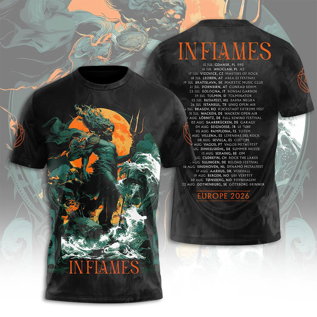 In Flames Tour 2026 T-Shirt Tour Dates Shirt In Flames Merch Gift For Band Fans - Merchluma