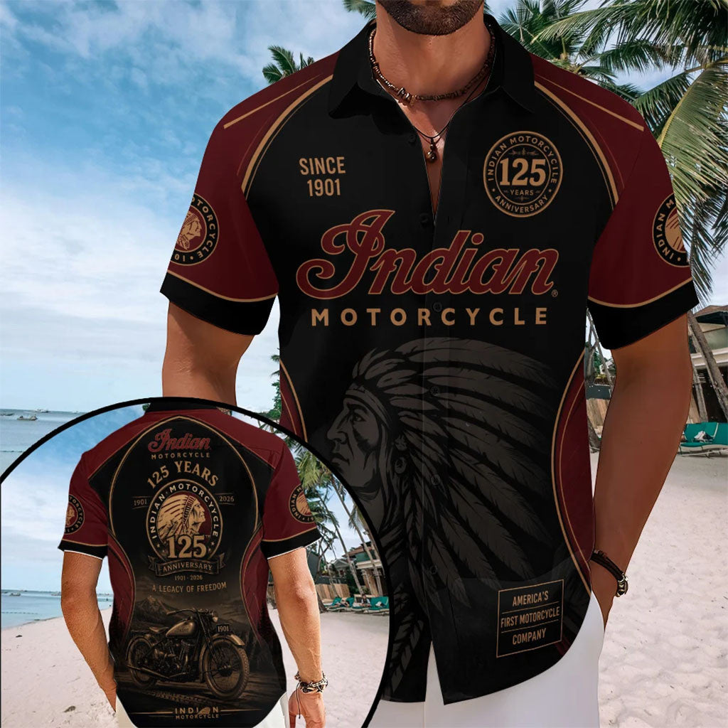 Indian Motorcycle 125th Anniversary Hawaiian Shirt Birthday Gift Ideas For Husband - Merchluma