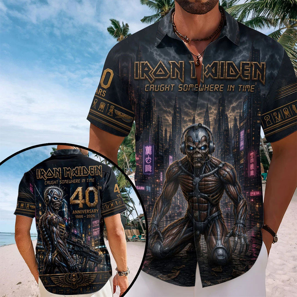 Iron Maiden Merch 2026 Caught Somewhere In Time Hawaiian Shirt Best Gift For Band Fans - Merchluma