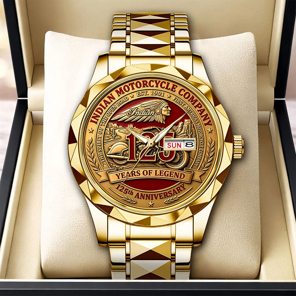 Indian Motorcycle 125th Anniversary Alloy Luxury Quartz Watch 125 Years Of Legend Gear Dad Gift - Merchluma