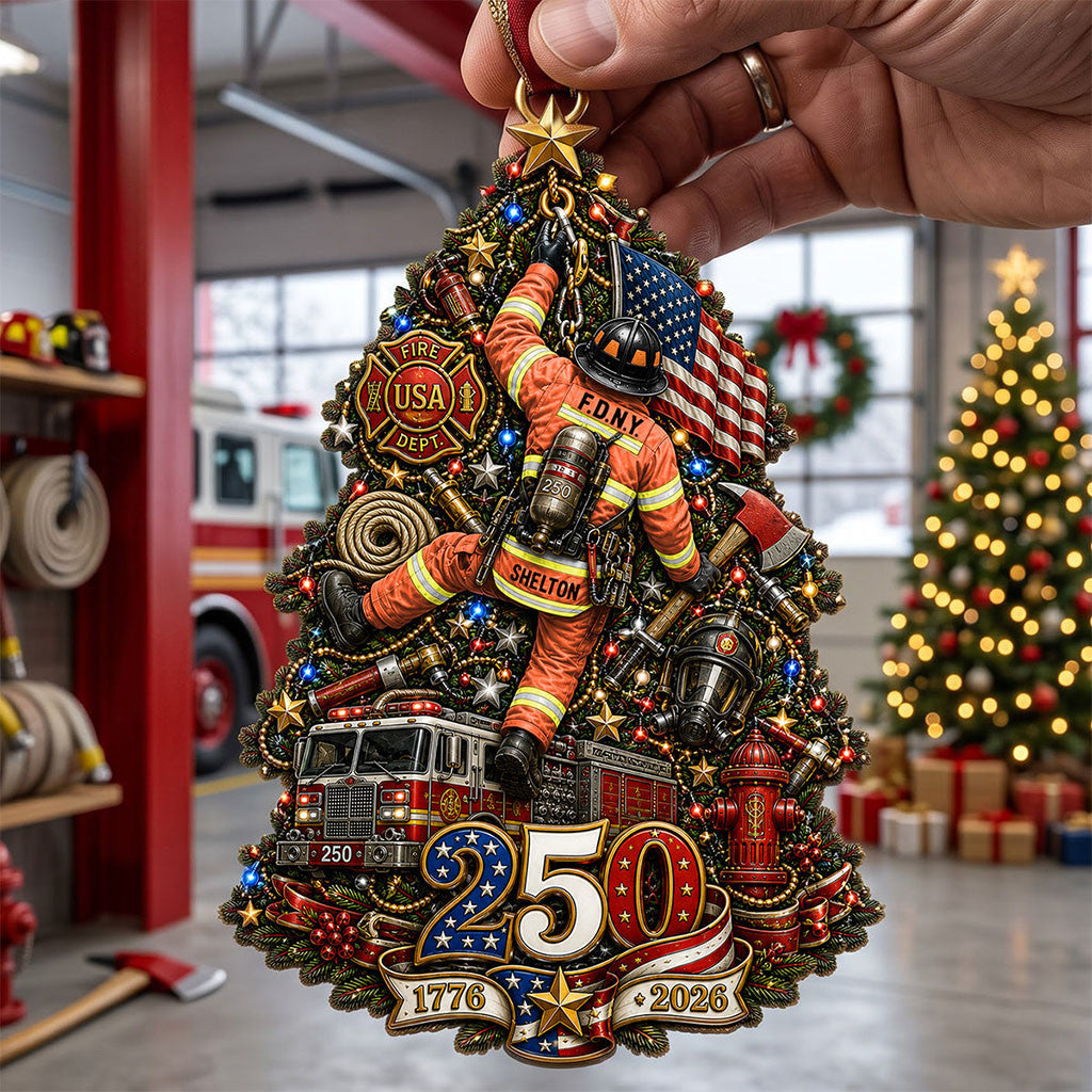 Personalized Firefighter 250th Anniversary USA Ornament Christmas Ornaments Xmas Gifts - Merchluma