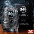 Personalized Batman 87th Anniversary Whiskey Glass Gothic Bat Glass Batman Merch Fan Gifts - Merchluma