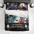 Personalized Halloween Nightmare Couple Quilt Bedding Set Skeleton Bedroom Decor Couple Gifts - Merchluma