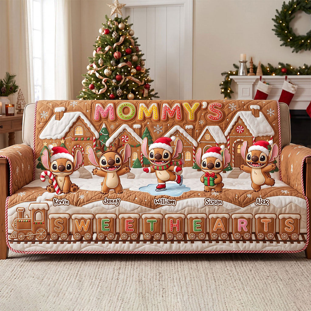 Personalized Stitch Cute Gingerbread Christmas Sofa Cover Furniture Covers Xmas Gift Ideas - Merchluma