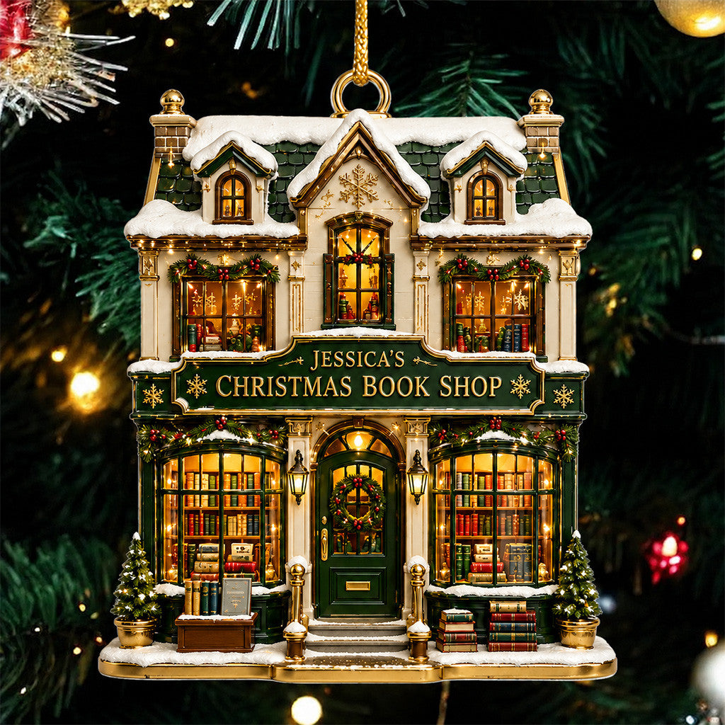 Personalized Christmas Bookshop Ornament Xmas Tree Hanging Decor Best Gift for Book Lovers - Merchluma