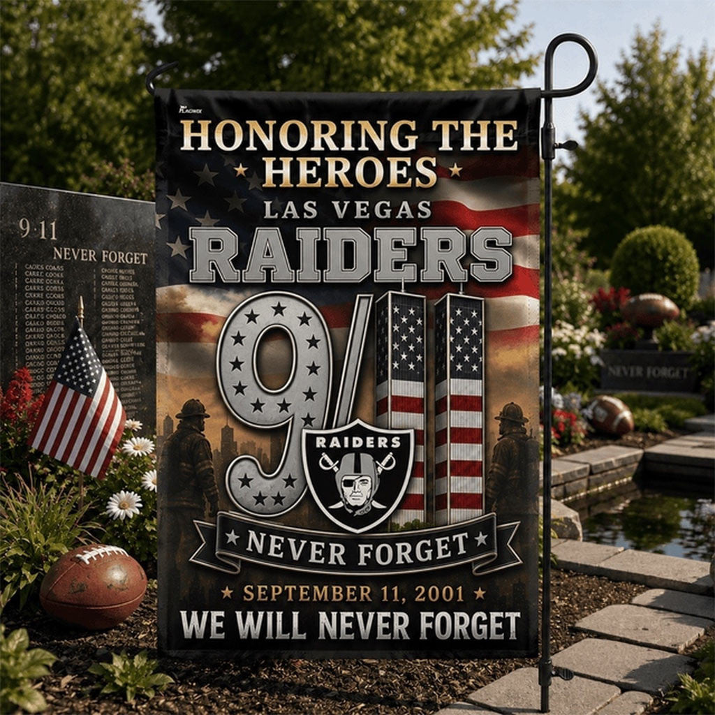 Las Vegas Raiders We Will Never Forget 9 11 Flag Honoring The Heroes Raiders Merch Patriot Day - Merchluma