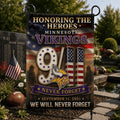Minnesota Vikings We Will Never Forget 9 11 Flag Honoring The Heroes Vikings Merch Patriot Day - Merchluma