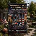 New England Patriots We Will Never Forget 9 11 Flag Honoring The Heroes Patriots Merch Decor - Merchluma