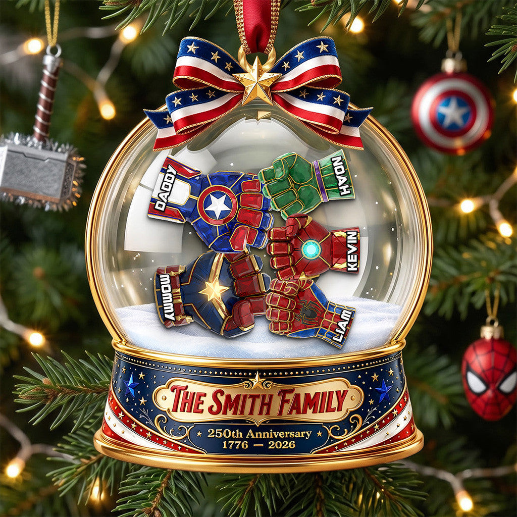 Personalized Marvel Avengers USA 250th Anniversary First Bump Christmas Ornament Xmas Gifts - Merchluma