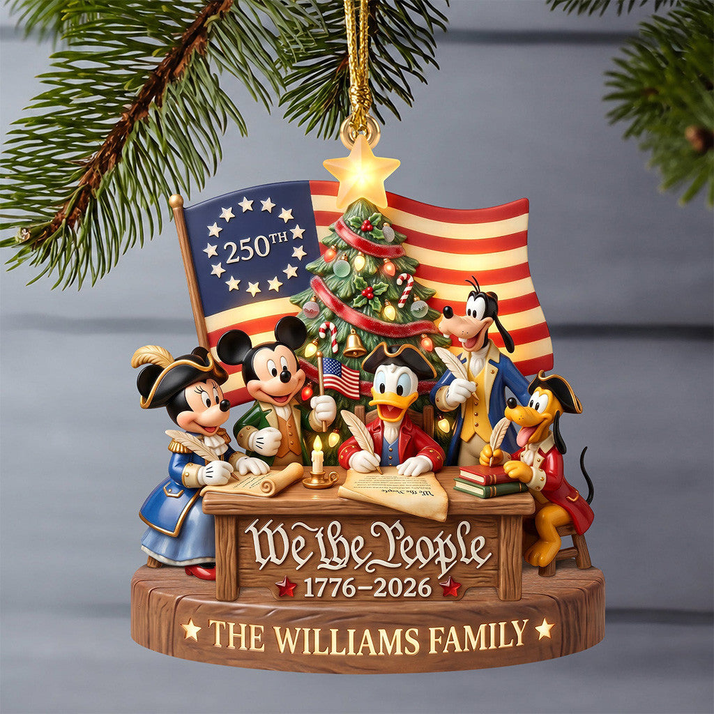 Personalized Mickey And Friends Patriotic 250th USA Anniversary Christmas Ornament Family Gift - Merchluma