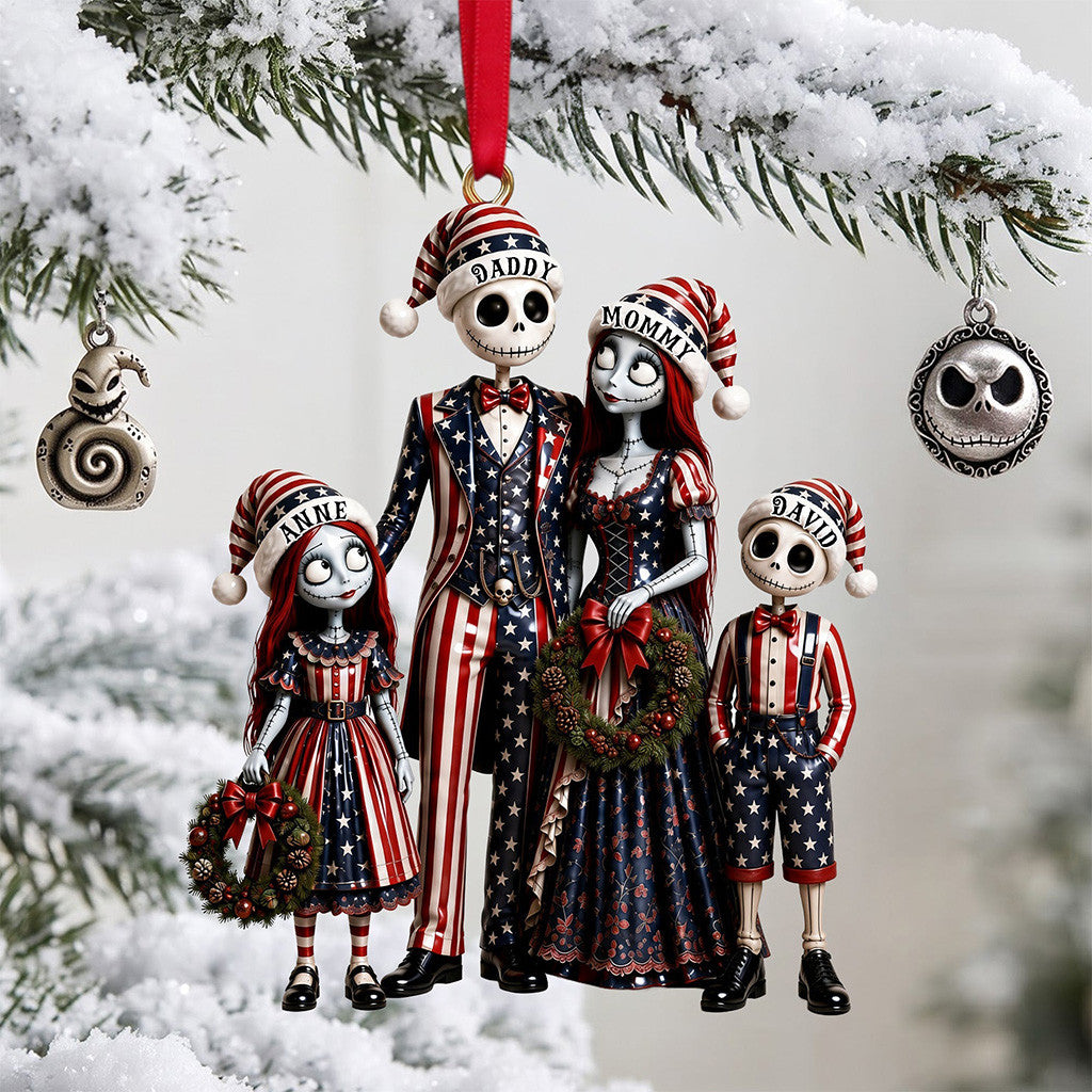 Personalized The Nightmare Before Christmas Spooky Patriotic Family Ornament Xmas Ornaments - Merchluma