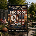 Denver Broncos We Will Never Forget 9 11 Flag Honoring The Heroes Broncos Merch Patriot Day Gifts - Merchluma