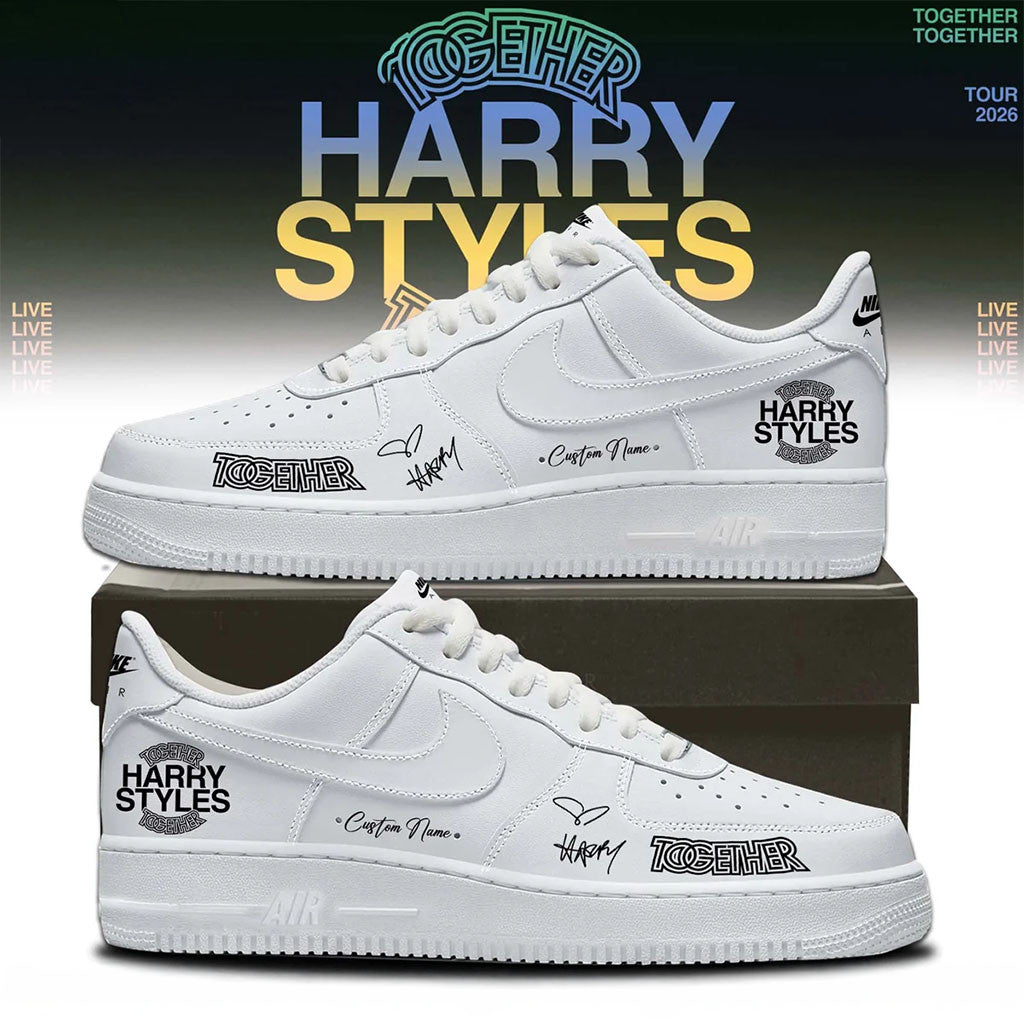 Customized Harry Styles Merch Kiss All The Time Disco Occasionally Low Top Sneakers White Gifts - Merchluma