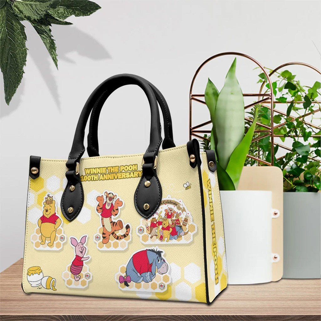 Winnie The Pooh 100th Anniversary 2026 Leather HandBag Winnie The Pooh Merch Gift For My Wife - Merchluma