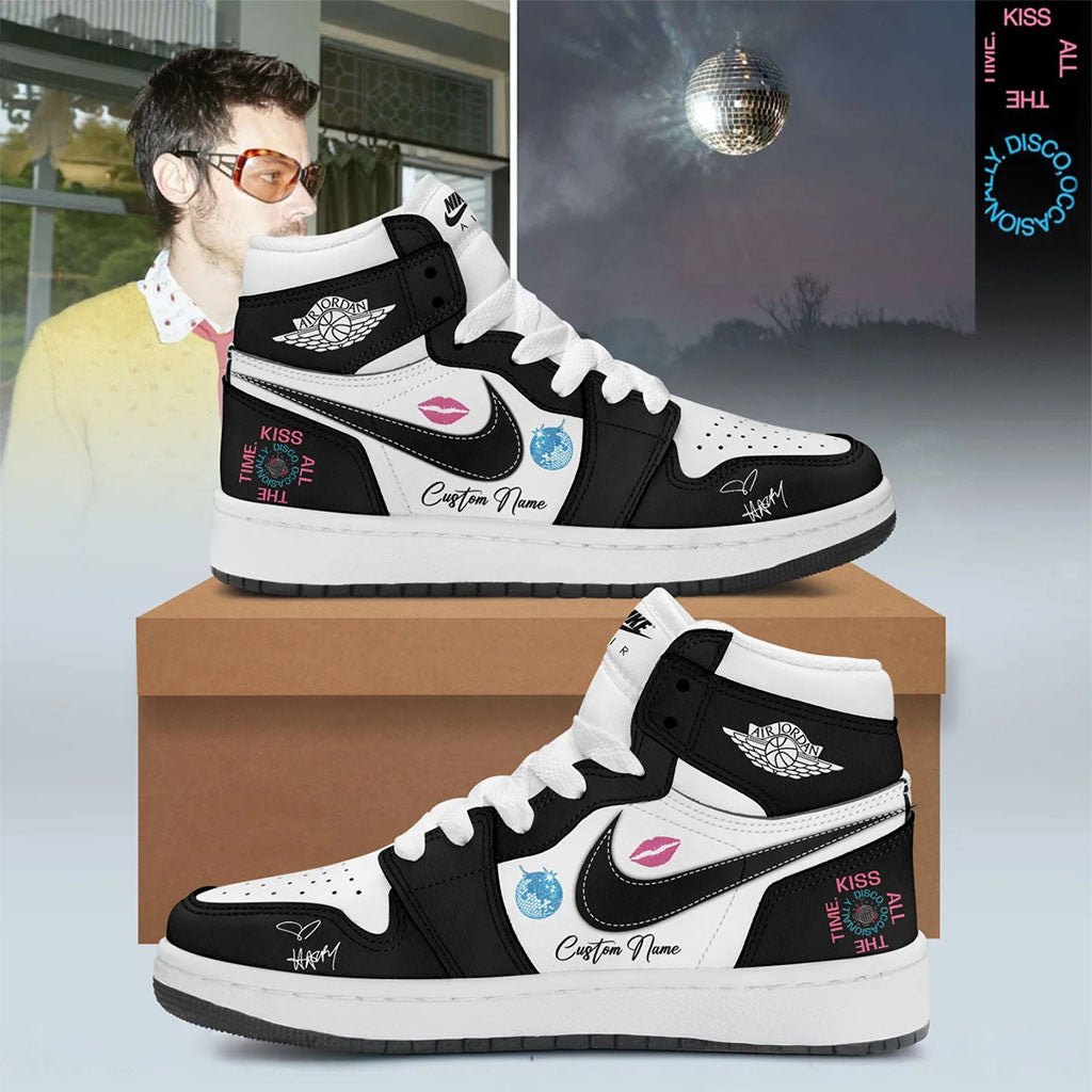Custom Harry Styles 2026 Kiss All The Time Disco Occasionally Shoes Harry Styles Merch Black - Merchluma