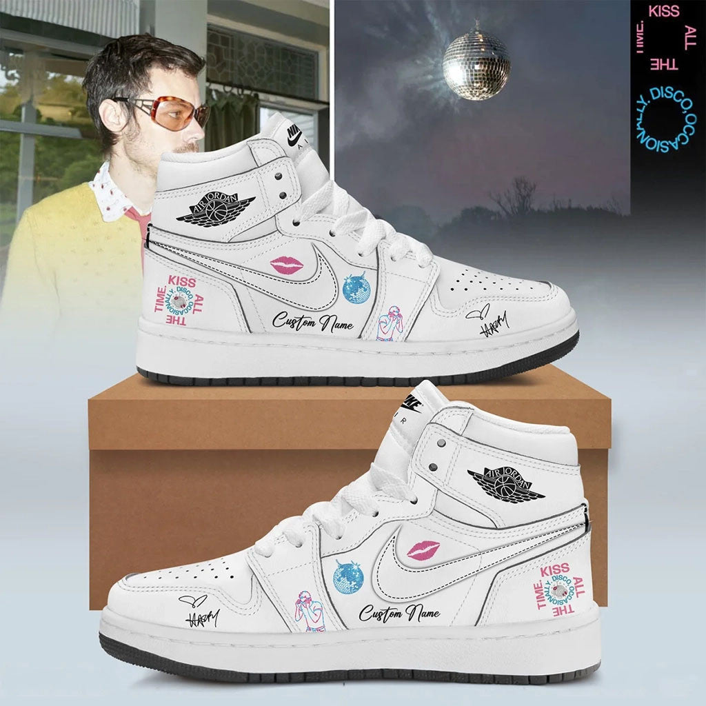 Custom Harry Styles 2026 Kiss All The Time Disco Occasionally Shoes Harry Styles Merch White - Merchluma