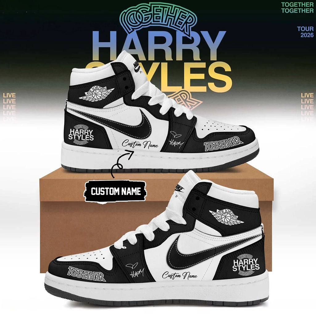 Custom Harry Styles Merch Kiss All The Time Disco Occasionally High Top Shoes Him Presents - Merchluma
