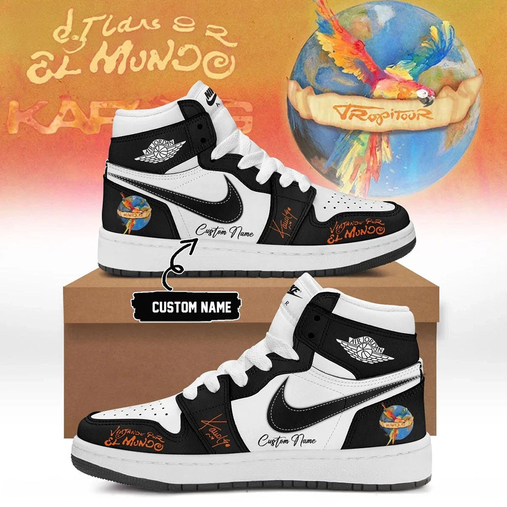 Custom Karol G Merch Viajando Por El Mundo Tropitour Sneakers Gifts For Music Lovers - Merchluma