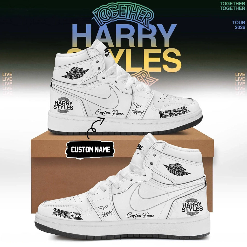 Customized Harry Styles Merch Kiss All The Time Disco Occasionally High Top Shoes White - Merchluma