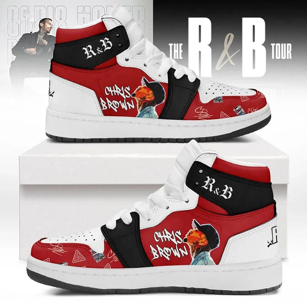 Chris Brown The R&B Tour High Top Sneakers Chris Brown Merch Gifts For Music Fans - Merchluma