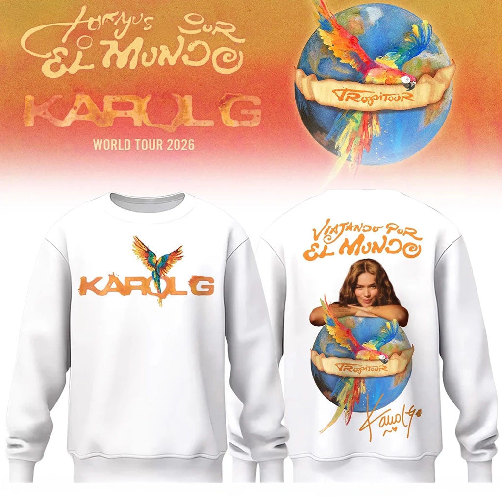 Karol G Merch 2026 Viajando Por El Mundo Tropitour Sweatshirt Karol G Tropicoqueta Concert Shirt - Merchluma