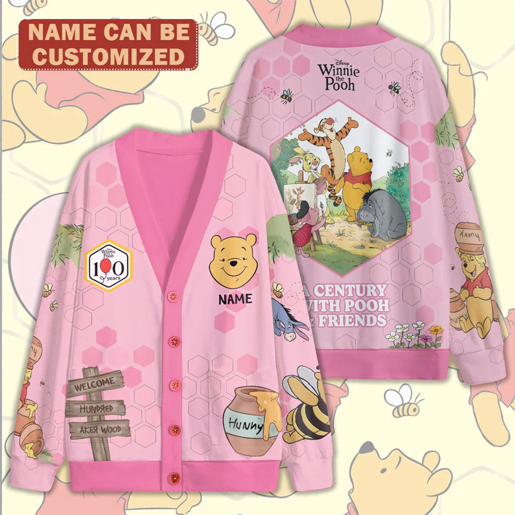 Personalized Winnie-the-Pooh 100th Anniversary Cardigan Cute Birthday Gift For BFF - Merchluma