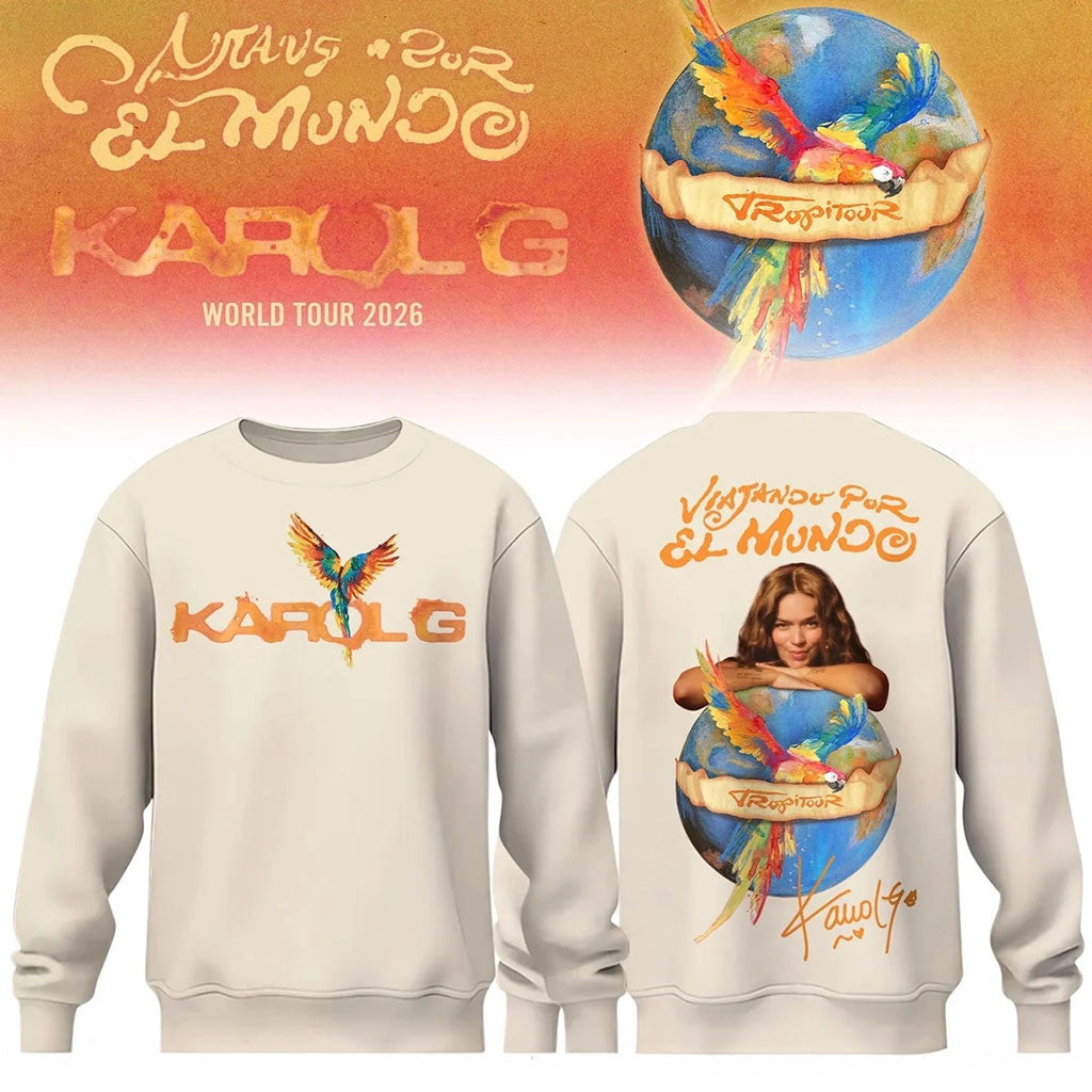 Karol G Merch 2026 Viajando Por El Mundo Tropitour Sweatshirt Tropicoqueta 2026 World Tour Merch - Merchluma