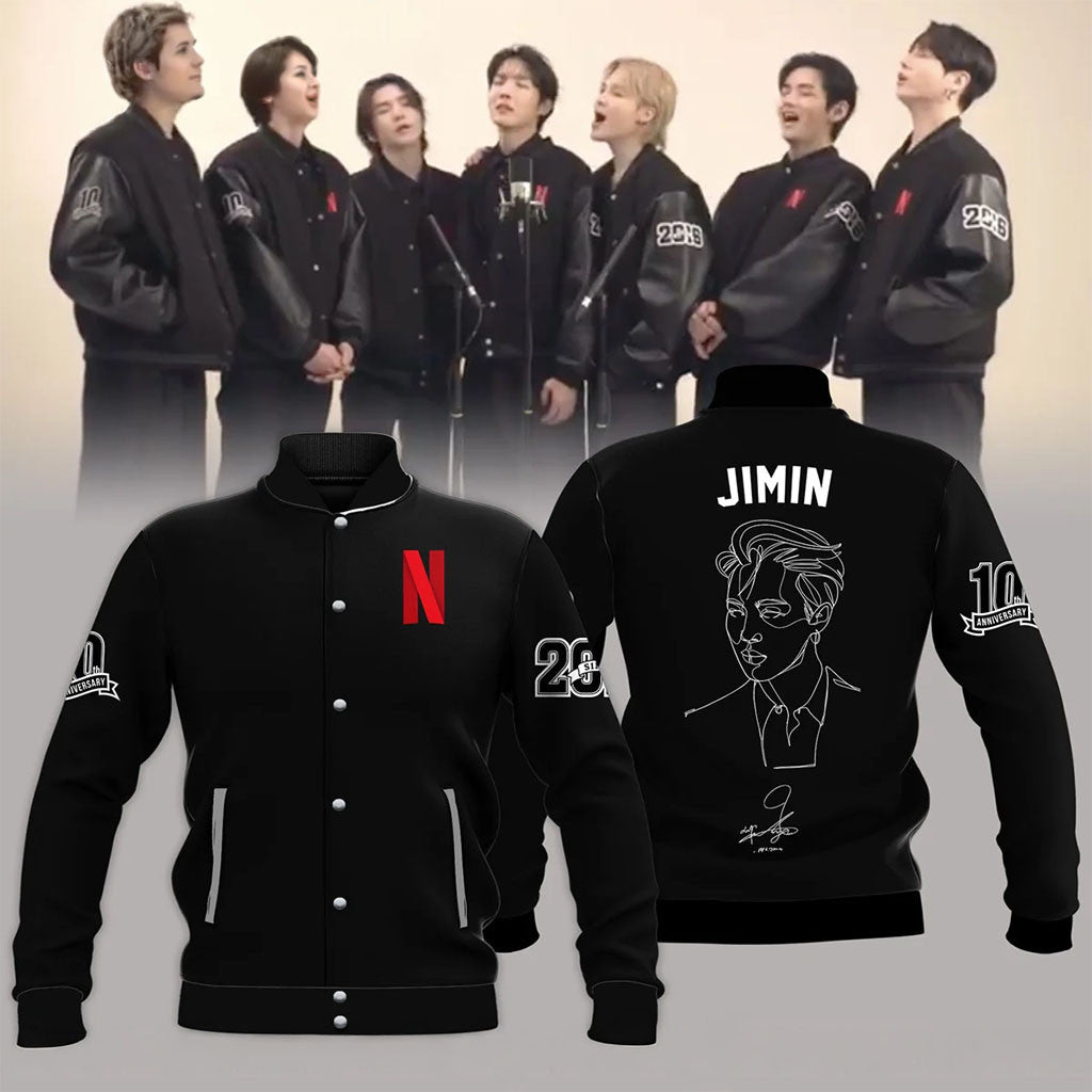 Jimin BTS 10th Anniversary 2026 Bomber Jacket K-Pop Music Apparel BTS Merch Jimin Fan Gift - Merchluma