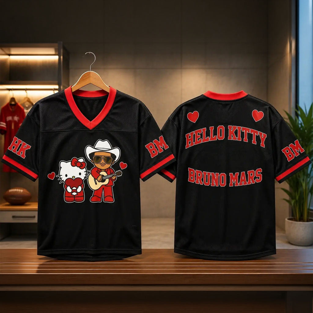 Hello Kitty Bruno Mars Romantic Tour 2026 Jersey Shirt Bruno Mars Merch Gifts For BFF - Merchluma