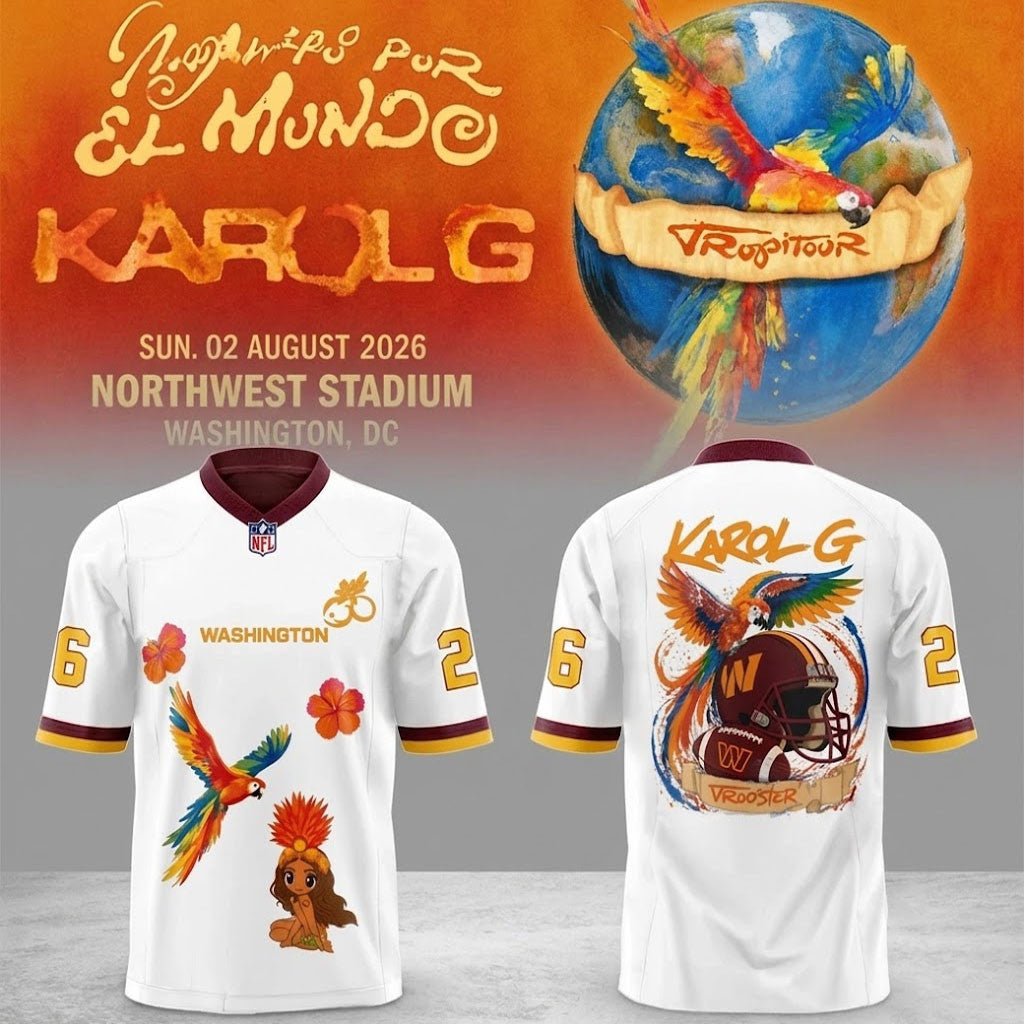 Washington Commanders x Karol G Viajando Por El Mundo Tropitour Football Jersey Commanders Merch - Merchluma