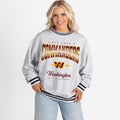 Washington Commanders Merch Commanders Gameday Couture Gridiron Drive Ringer Stripe Sweatshirt - Merchluma
