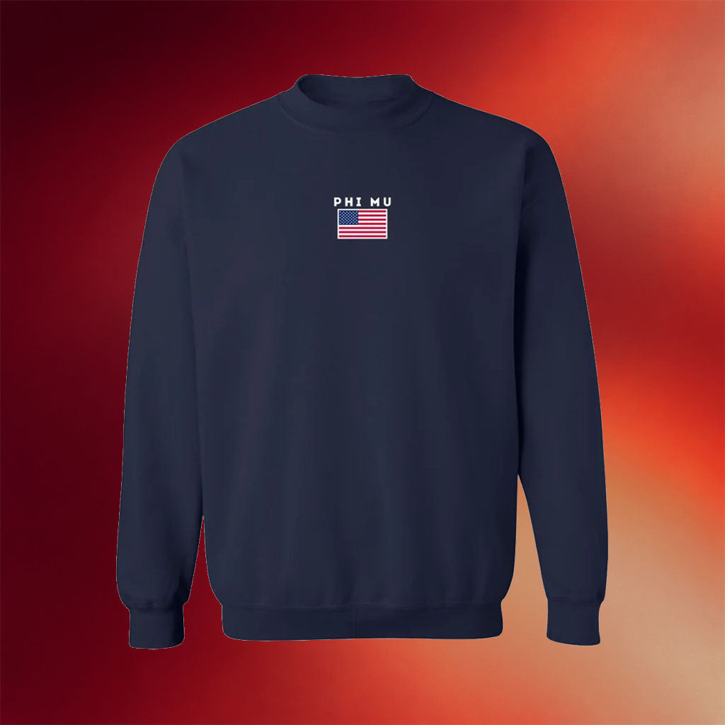 Phi Mu Merch 2026 American Flag Crewneck Phi Mu Sweatshirt Gift For My Sisters - Merchluma