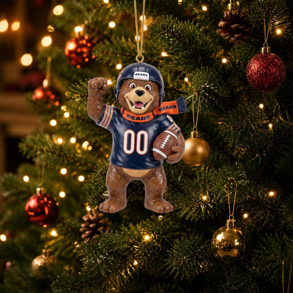 Custom Chicago Bears Football Mascot Bear Christmas Tree Ornament Bears Merch Holiday Decor - Merchluma