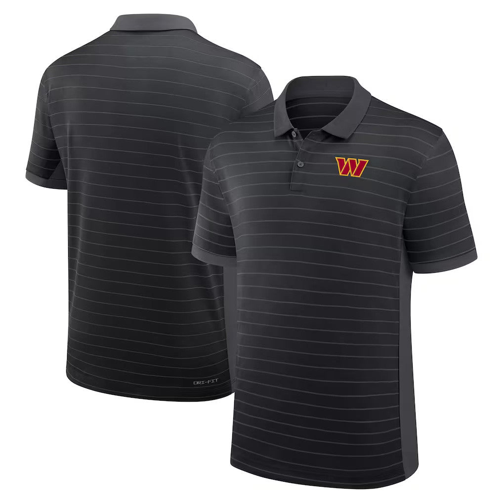 Washington Commanders Merch 2026 Washington Commanders Sideline Victory Stripe Polo Shirt Black - Merchluma