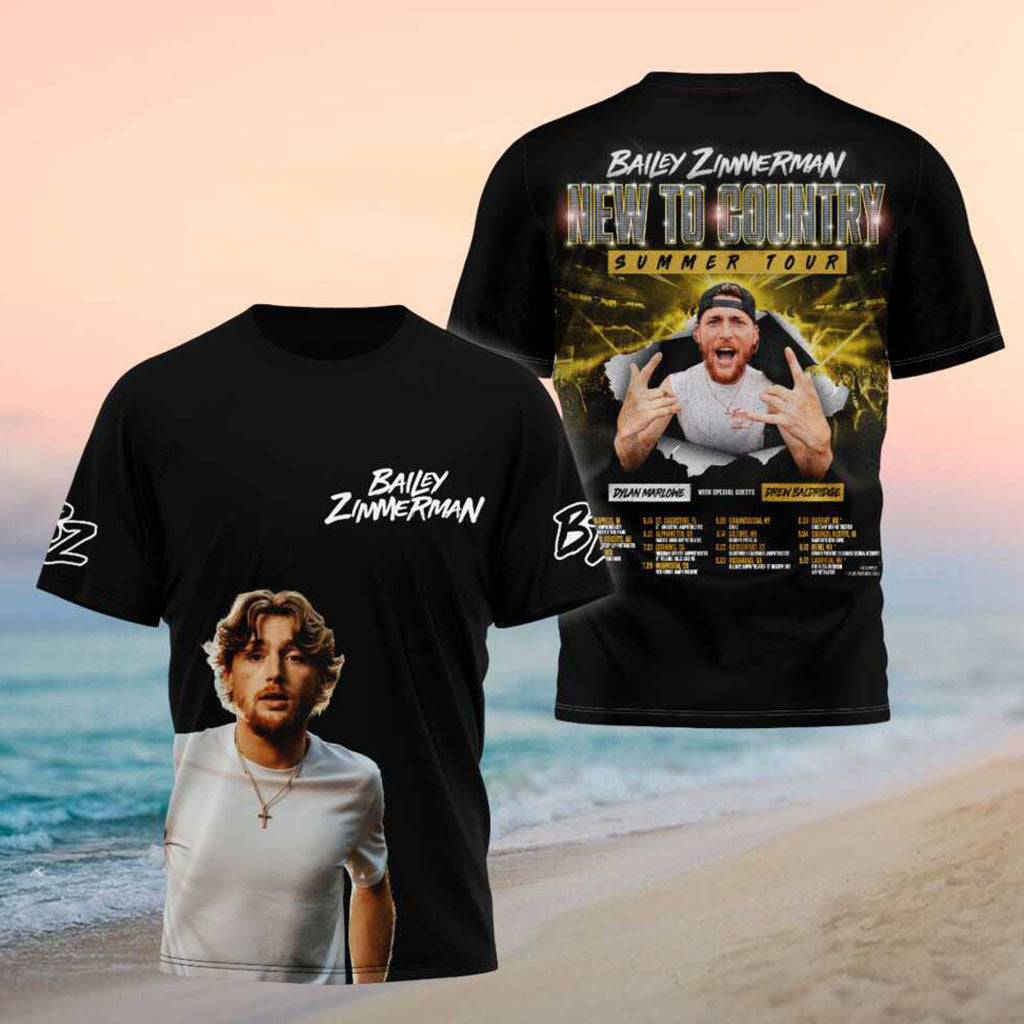 Bailey Zimmerman New To Country Summer Tour T-Shirt Bailey Zimmerman Merch Country Fan Gifts - Merchluma
