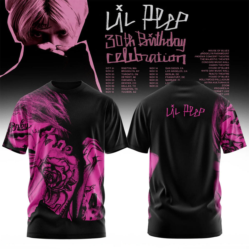 Lil Peep 2026 30th Birthday Celebration Shirt Lil Peep Merch Presents For Music Lovers - Merchluma