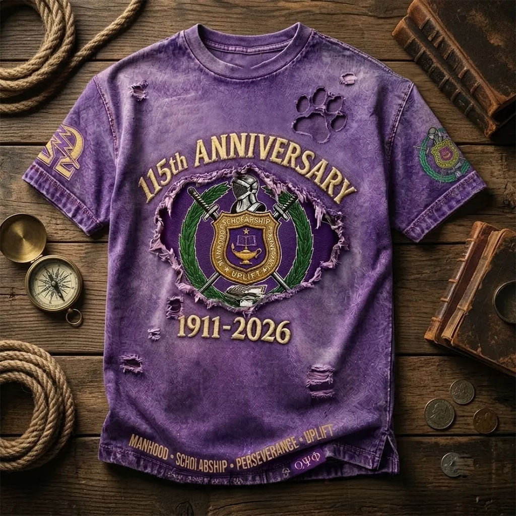 Omega Psi Phi Fraternity Crest Purple Distressed Shirt Omega Psi Phi Merch Gifts For Dad - Merchluma
