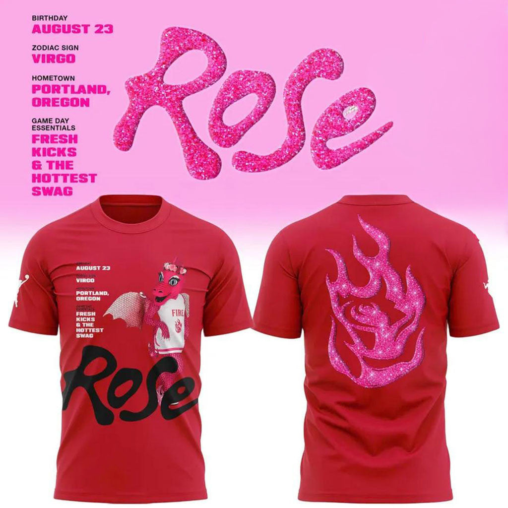 Portland Fire Merch WNBA Rose Mascot Bio Graphic T-Shirt Red Gift For Basketball Lover - Merchluma