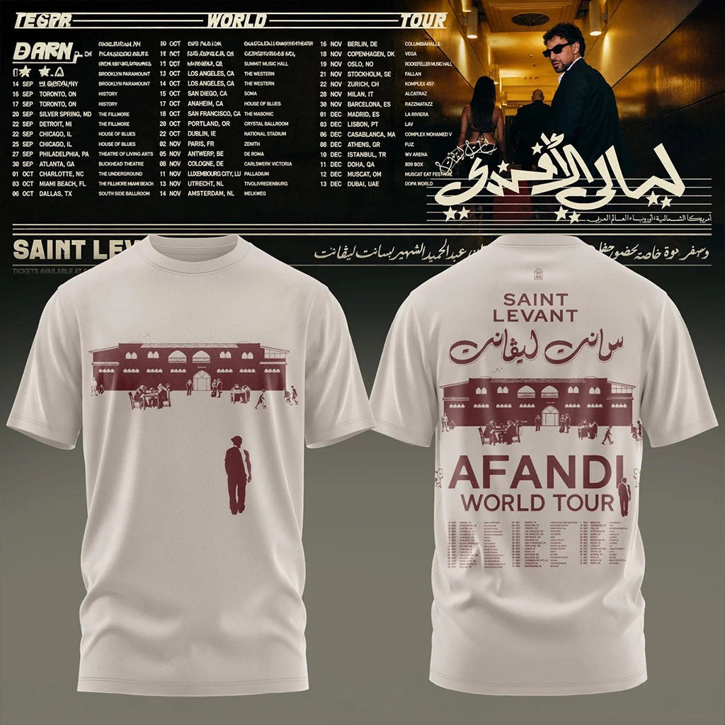 Saint Levant Afandi World Tour 2026 T-Shirt Saint Levant Merch Concert Shirt Music Lovers Gifts - Merchluma