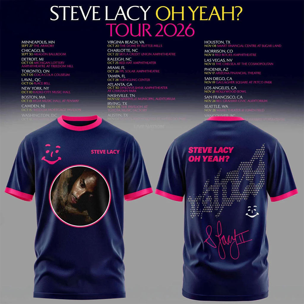Steve Lacy Oh Yeah Tour 2026 Shirt Steve Lacy Merch Music Lover Concert Apparel Gift For Him - Merchluma
