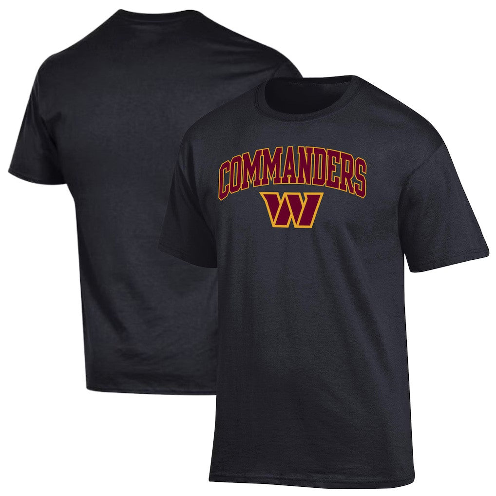 Washington Commanders Merch 2026 Washington Commanders Champion Arch Over Logo T-Shirt Black - Merchluma