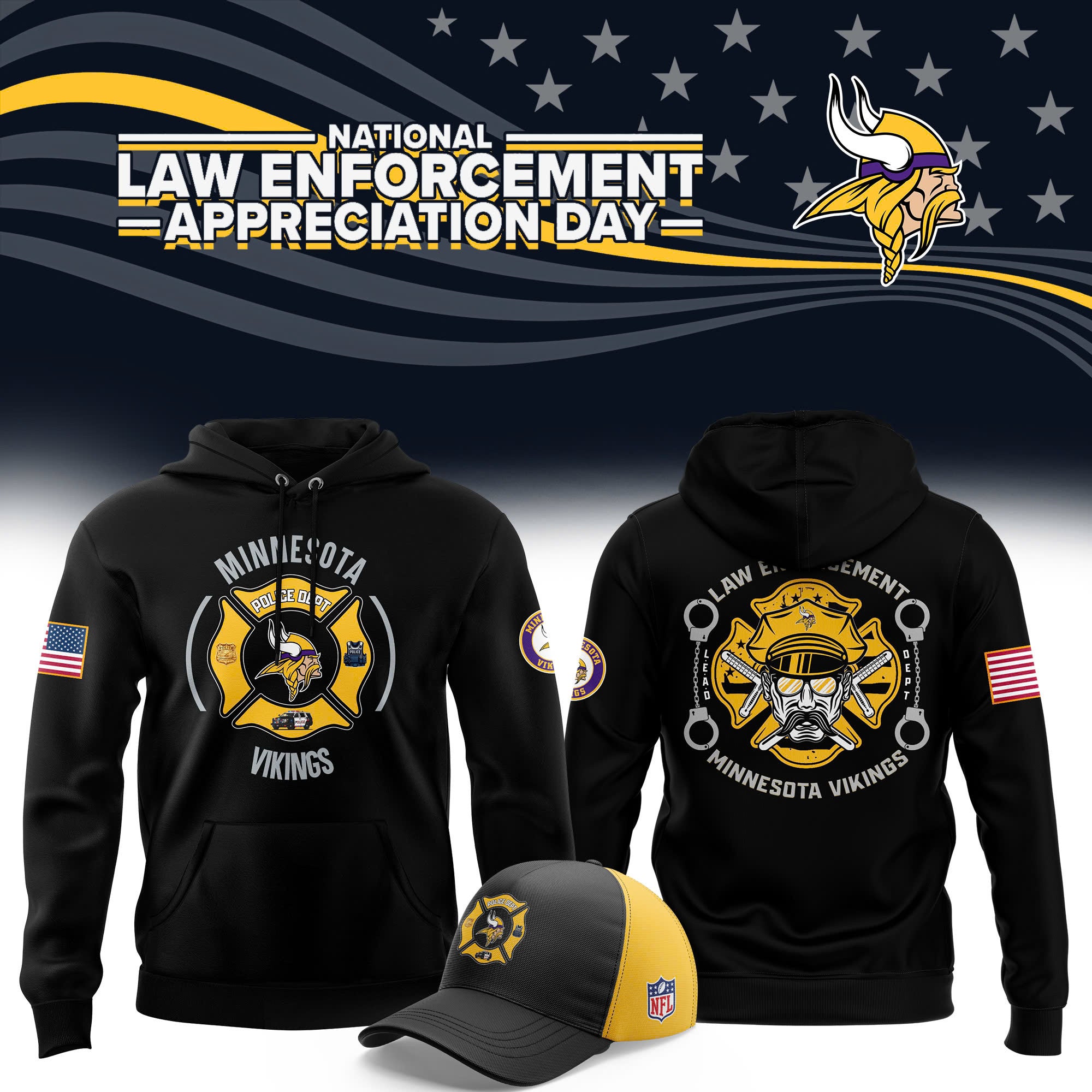 Minnesota Vikings First Responders Law Enforcement Appreciation Day Hoodie MN Vikings Merch - Merchluma